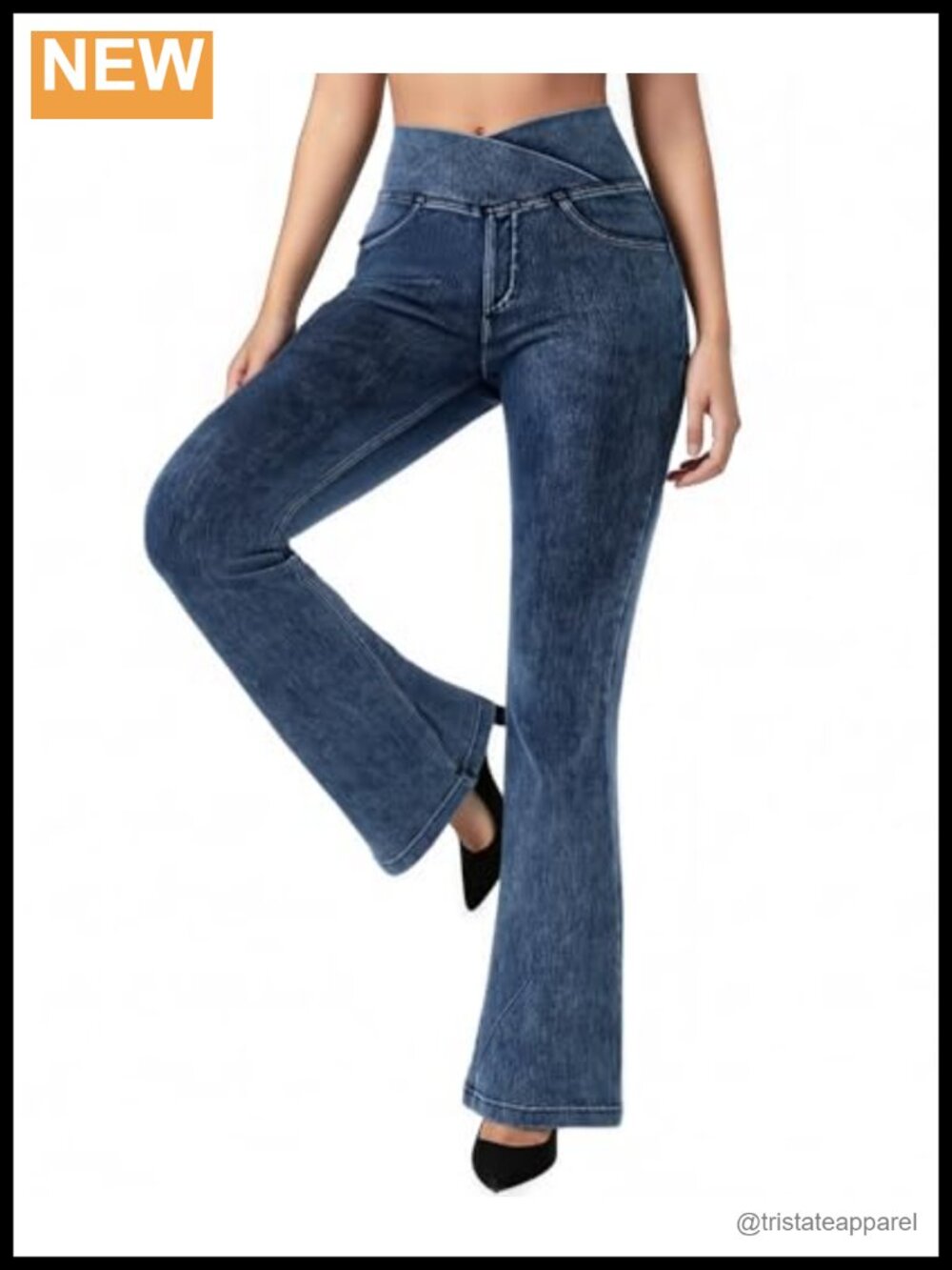 Stretchy Flare Jeggings High Waist Bootcut Leggings with Pockets